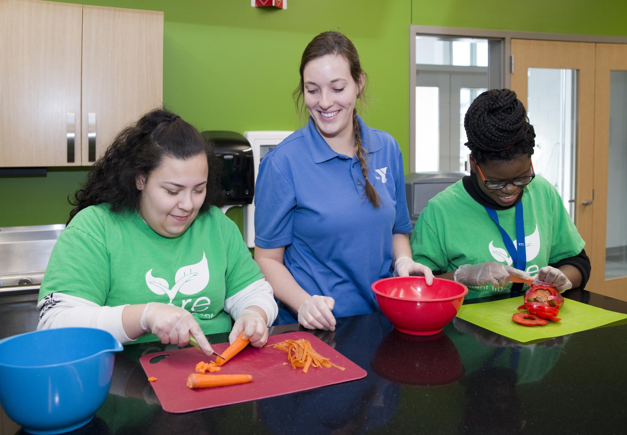 KTC CORE students working in kitchen learning knife skills