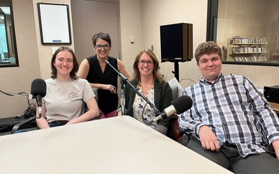 Abby Tichelaar, Joy Walczak, Kristen Doneth and Cole Herring at WGVU studio