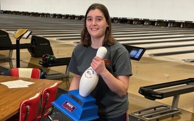 Sofia DeLuccia poses with her bowling trophy