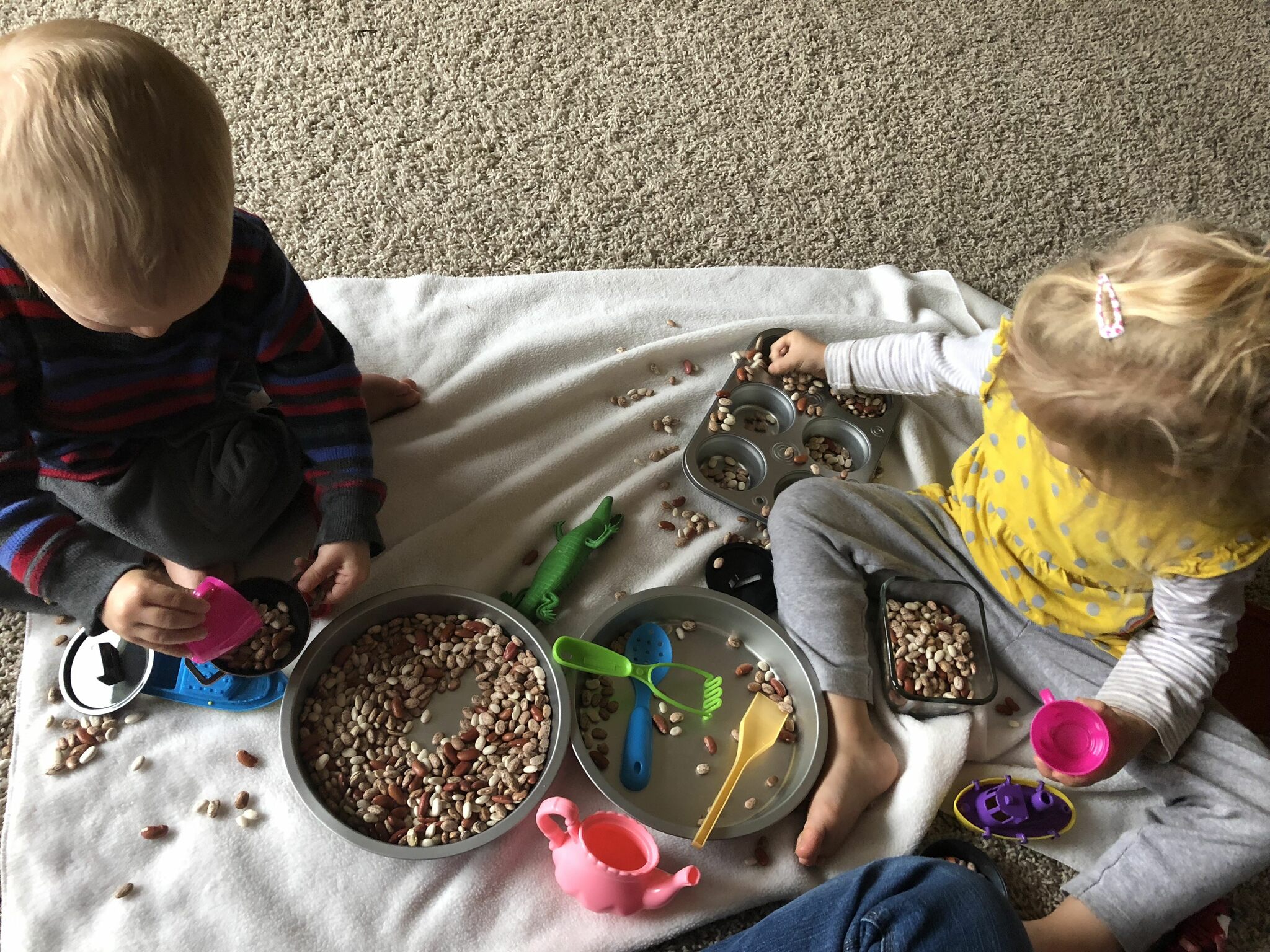 Sensory play in beans