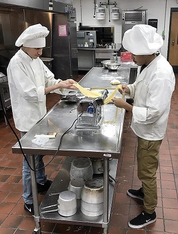 Students making pasta