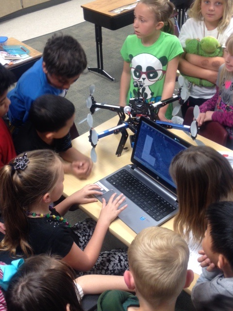 Elementary students program a drone