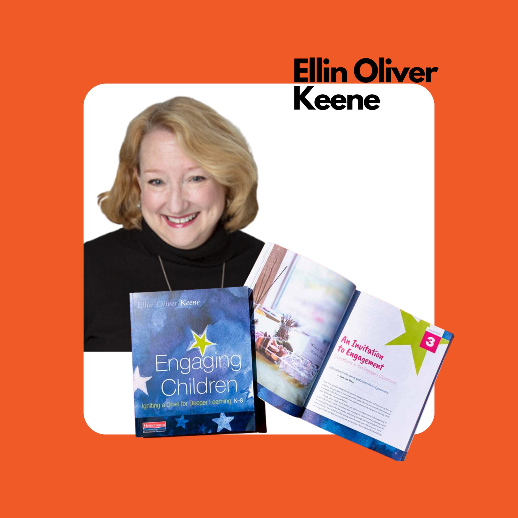 Ellin Oliver Keene with her book Engaging Children